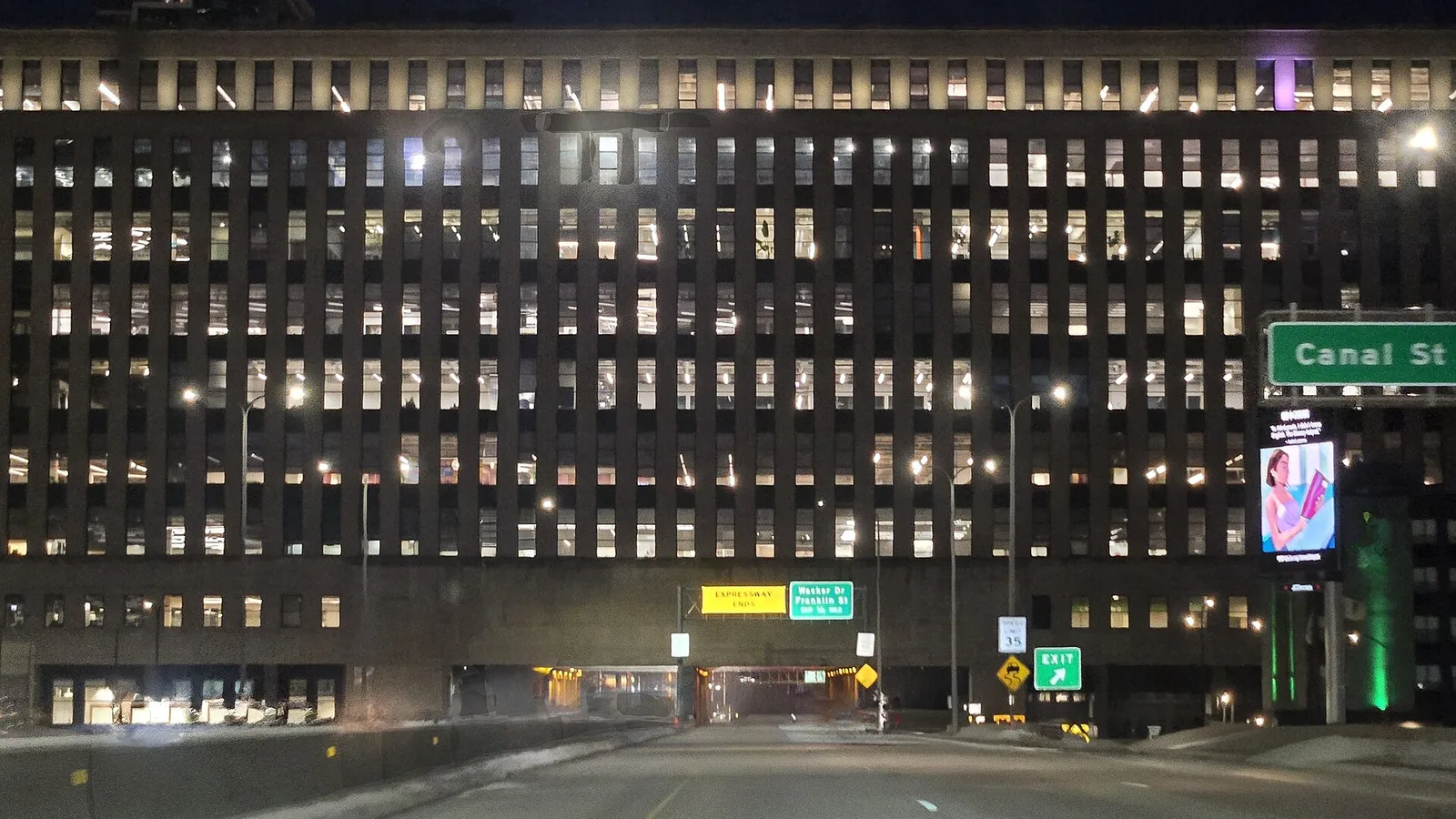 Old Chicago Main Post Office at night